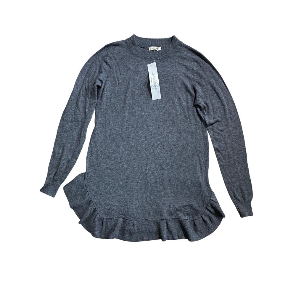 Love U Already Maternity Ruffle Shirttail Crew Knit Sweater NEW WITH TAGS